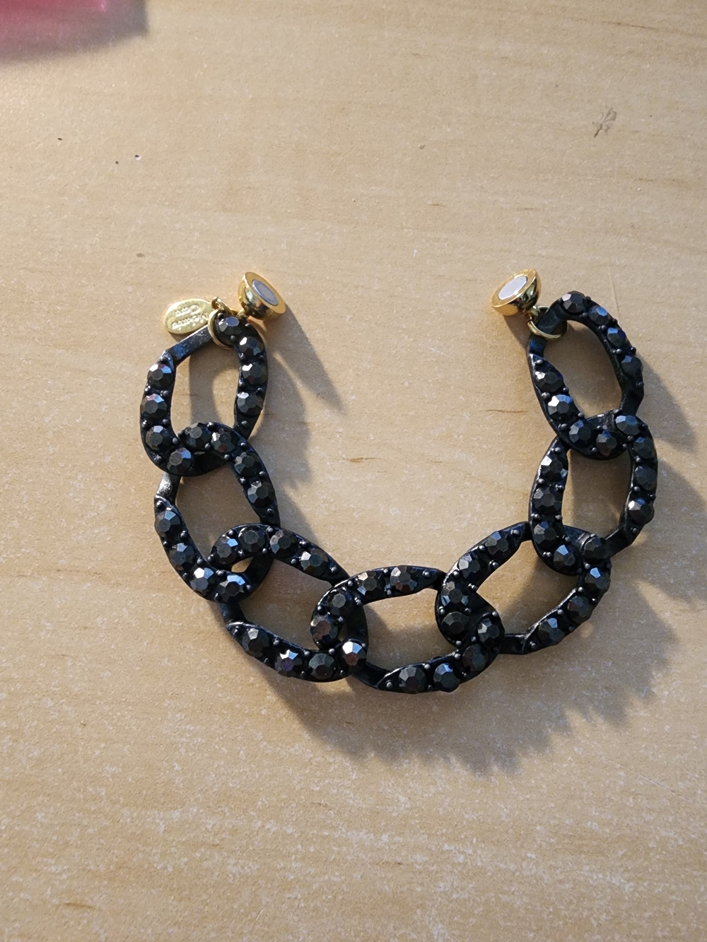 Alexa Rae Black Crystal Link Statement Bracelet -Magnetic Clasp